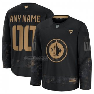 Camiseta Hockey Winnipeg Jets 2024 Military Appreciation Personalizada Negro