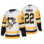 Camiseta Pittsburgh Penguins Matt Hunwick Away Adidas Autentico Jugador Blanco