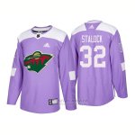 Camiseta Hockey Hombre Autentico Minnesota Wild 32 Alex Stalock Hockey Fights Cancer 2018 Violeta