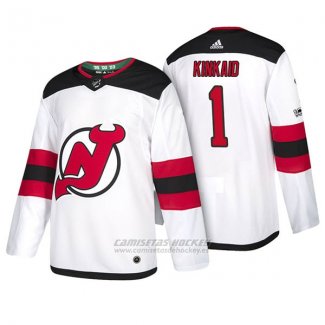 Camiseta Hockey Hombre New Jersey Devils 1 Keith Kinkaid 2018 Blanco