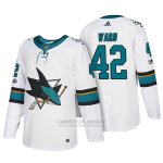 Camiseta Hockey Hombre San Jose Sharks 42 Joel Ward 2018 Blanco