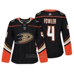Camiseta Hockey Mujer Anaheim Ducks 4 Cam Fowler Negro Autentico Jugador