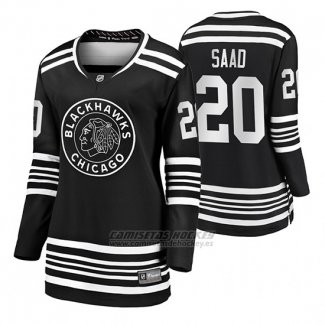 Camiseta Hockey Mujer Chicago Blackhawks Brandon Saad Premier Alternato Negro