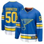 Camiseta Hockey St Louis Blues Jordan Binnington Primera Breakaway Azul