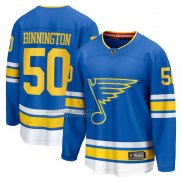 Camiseta Hockey St Louis Blues Jordan Binnington Primera Breakaway Azul