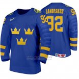 Camiseta Hockey Suecia Gabriel Landeskog Away 2020 IIHF World Junior Championships Azul