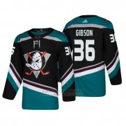 Camiseta Anaheim Ducks John Gibson Alternato 25th Aniversario Adidas Autentico Negro