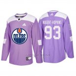 Camiseta Edmonton Oilers Ryan Nugent Hopkins Hockey Fights Cancer Violeta