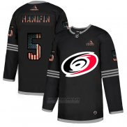 Camiseta Hockey Carolina Hurricanes Hanifin 2020 USA Flag Negro