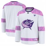 Camiseta Hockey Columbus Blue Jackets 2024 Fights Cancer Blanco