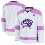 Camiseta Hockey Columbus Blue Jackets 2024 Fights Cancer Blanco
