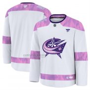 Camiseta Hockey Columbus Blue Jackets 2024 Fights Cancer Blanco