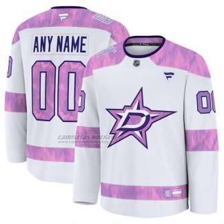 Camiseta Hockey Dallas Stars 2024 Fights Cancer Personalizada Blanco