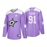 Camiseta Hockey Hombre Autentico Dallas Stars 91 Tyler Seguin Hockey Fights Cancer 2018 Violeta