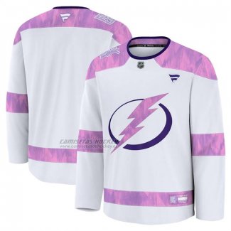 Camiseta Hockey Tampa Bay Lightning 2024 Fights Cancer Blanco