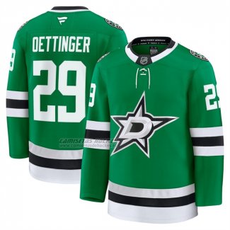 Camiseta Hockey Dallas Stars Jake Oettinger Primera Premium Verde
