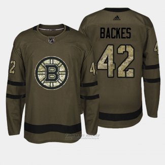 Camiseta Hockey Hombre Boston Bruins 42 David Backes Verde Salute To Service