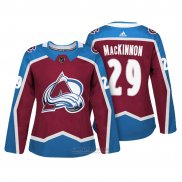 Camiseta Hockey Mujer Colorado Avalanche 29 Nathan Mackinnon Maroon Autentico Jugador