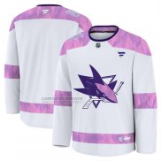 Camiseta Hockey San Jose Sharks 2024 Fights Cancer Blanco