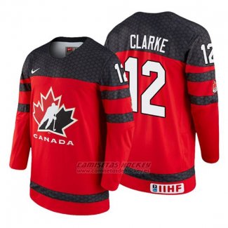 Camiseta Canada Team Graeme Clarke 2018 Iihf World Championship Jugador Rojo