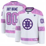 Camiseta Hockey Boston Bruins 2024 Fights Cancer Personalizada Blanco
