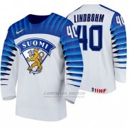 Camiseta Hockey Finlandia Petteri Lindbohm Home 2020 IIHF World Championship Blanco