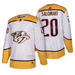 Camiseta Hockey Hombre Autentico Nashville Predators 20 Miikka Salomaki Away 2018 Blanco
