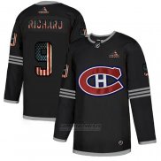 Camiseta Hockey Montreal Canadiens Maurice Richard 2020 USA Flag Negro