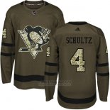 Camiseta Hockey Nino Penguins 4 Justin Schultz Salute To Service 2018 Verde
