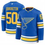 Camiseta Hockey St Louis Blues Jordan Binnington Primera Premium Azul