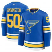 Camiseta Hockey St Louis Blues Jordan Binnington Primera Premium Azul