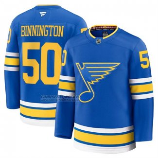 Camiseta Hockey St Louis Blues Jordan Binnington Primera Premium Azul