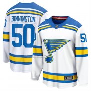 Camiseta Hockey St Louis Blues Jordan Binnington Segunda Breakaway Blanco