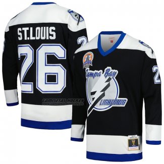 Camiseta Hockey Tampa Bay Lightning Martin St. Louis Mitchell & Ness 2004 Stanley Cup Campeon Blue Line Negro