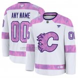 Camiseta Hockey Calgary Flames 2024 Fights Cancer Personalizada Blanco