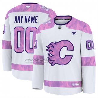 Camiseta Hockey Calgary Flames 2024 Fights Cancer Personalizada Blanco