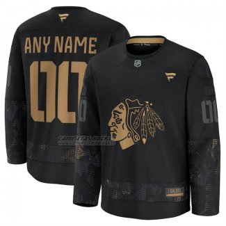 Camiseta Hockey Chicago Blackhawks 2024 Military Appreciation Personalizada Negro