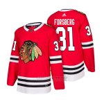 Camiseta Hockey Hombre Autentico Chicago Blackhawks 31 Anton Forsberg Home 2018 Rojo