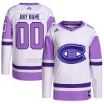 Camiseta Hockey Montreal Canadiens Personalizada Fights Cancer Autentico Blanco Violeta Camiseta Hockey Montreal Canadiens Personalizada Fights Cancer Autentico Blanco Violeta
