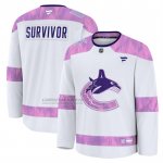 Camiseta Hockey Vancouver Canucks Hockey Fights Cancer Primera Blanco