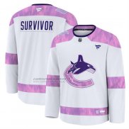Camiseta Hockey Vancouver Canucks Hockey Fights Cancer Primera Blanco