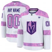 Camiseta Hockey Vegas Golden Knights 2024 Fights Cancer Personalizada Blanco