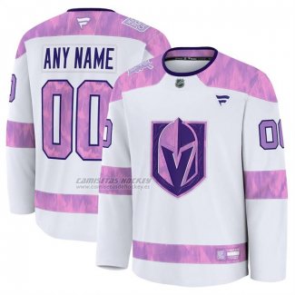 Camiseta Hockey Vegas Golden Knights 2024 Fights Cancer Personalizada Blanco