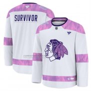 Camiseta Hockey Chicago Blackhawks Hockey Fights Cancer Primera Blanco