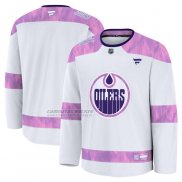 Camiseta Hockey Edmonton Oilers 2024 Fights Cancer Blanco