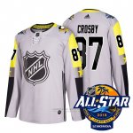 Camiseta Hockey Hombre Pittsburgh Penguins 87 Sidney Crosby Gris 2018 All Star Autentico