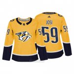 Camiseta Hockey Mujer Nashville Predator 59 Roman Josi Amarillo Autentico Jugador