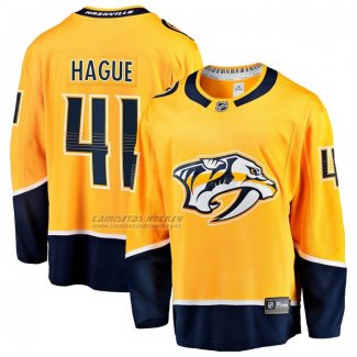Camiseta Hockey Nashville Predators Nicolas Hague Primera Breakaway Amarillo
