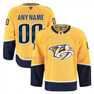 Camiseta Hockey Nashville Predators Primera Autentico Pro Personalizada Amarillo