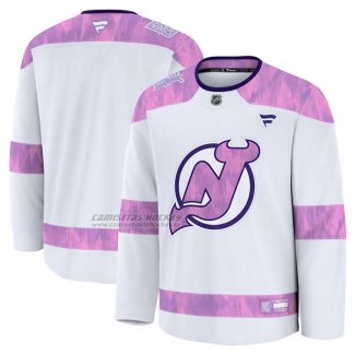 Camiseta Hockey New Jersey Devils 2024 Fights Cancer Blanco